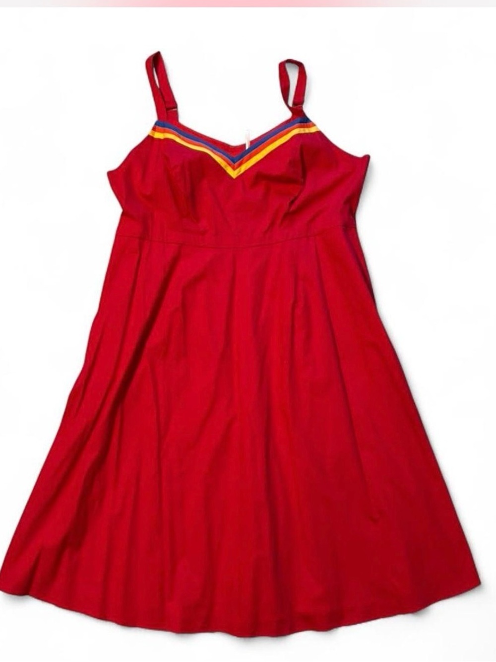 Modcloth Red Sundress with Striped Trim